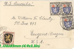 French Zone Germany 1940s Cover To USA With 24pf X3 And 3fr Briefpost Shield