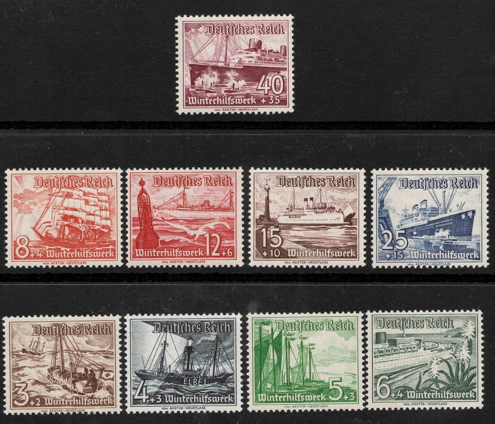 B107-B115 1937 GERMAN REALM Winter Relief: Ships Winterhilfswerk: Schiffe MNH