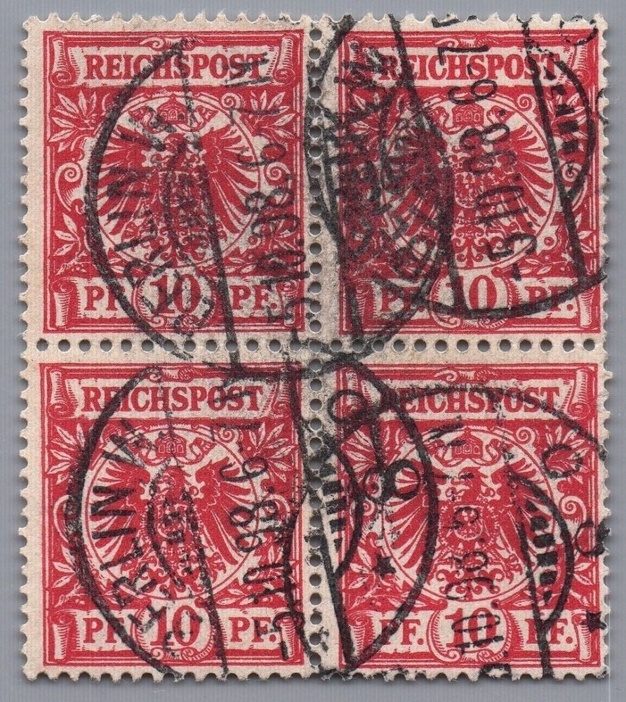 German Reich Michel No. 47 d 4-piece block stamped, checked