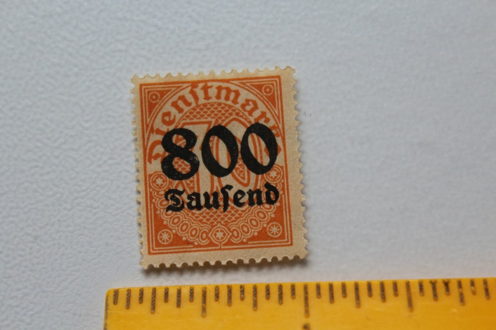 German Empire Inflation Overprint 800 Saufend on 30 Mark Stamp Orange /S25