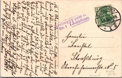 1903 Baden-Baden to Strassburg Postcard Germania 5pf Violet Cachet Mail Route .