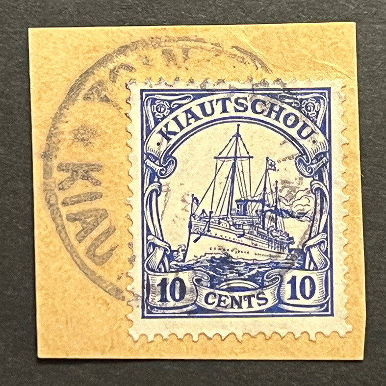 Travelstamps: Germany Kiautschou Stamp 10c Kaiser’s Yacht TSINGTAU Used on Piece