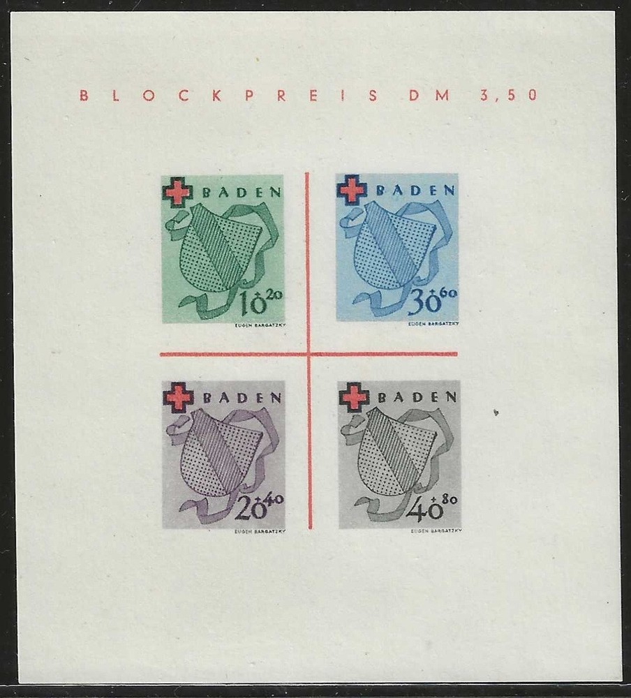 Germany 1949 Allied occup. French Zone BADEN semi postal souvenir sheet mint**
