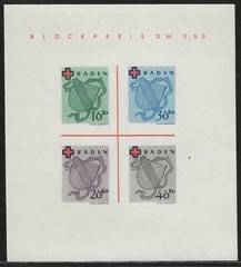 Germany 1949 Allied occup. French Zone BADEN semi postal souvenir sheet mint**
