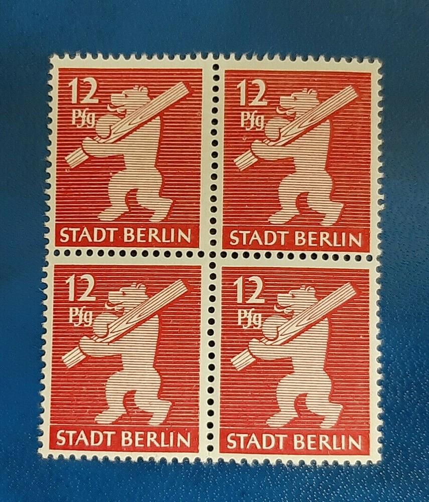 Germany Stamps Allied Occupation Berlin 4x 12 Pfennig Block SBZ Mi. Nr. 5 (19753