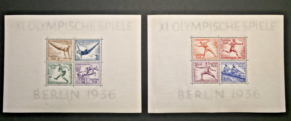 Germany, B91, B92 Olympic games Souvenir Sheets, Mint L Hinged, MLH, CV $75.00