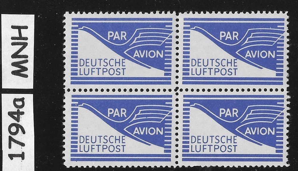 MNH postal label block Airmail Deutsche LuftPost Par Avion 1948 Germany #1794a