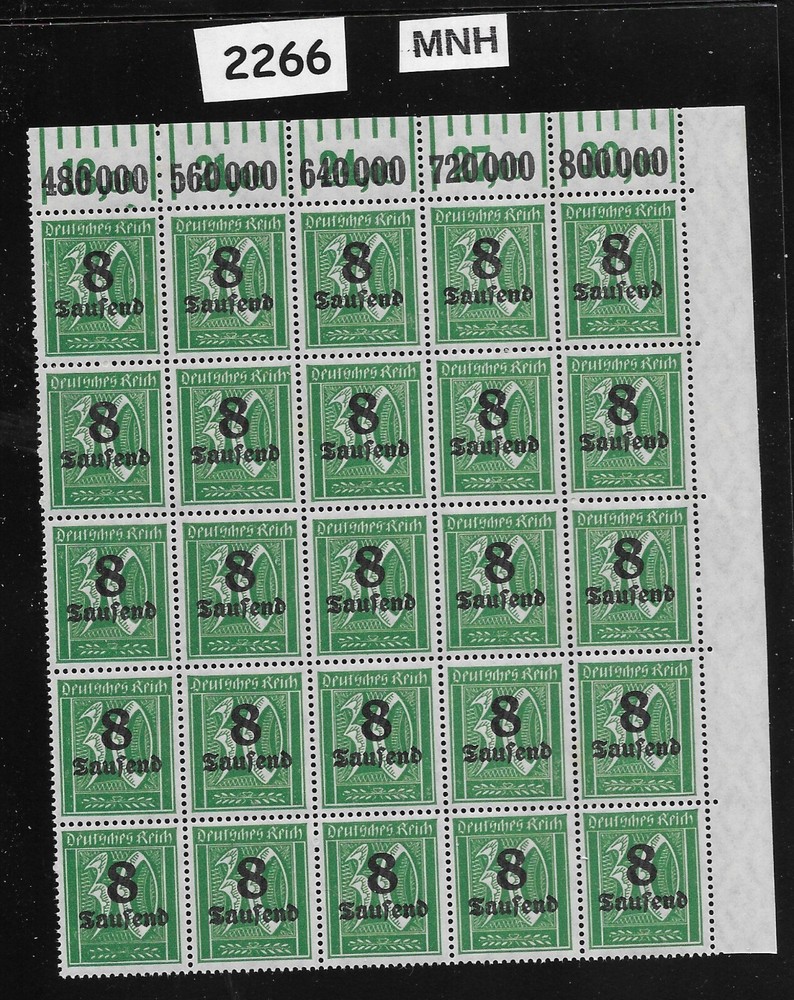MNH Stamp block Overprint 8K over PF30 Sc 241 German Republic 1923 #2266