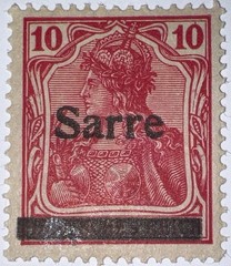 Travelstamps: Germany Saar Overprint Stamps – 10pf Mint MOGH Wmk