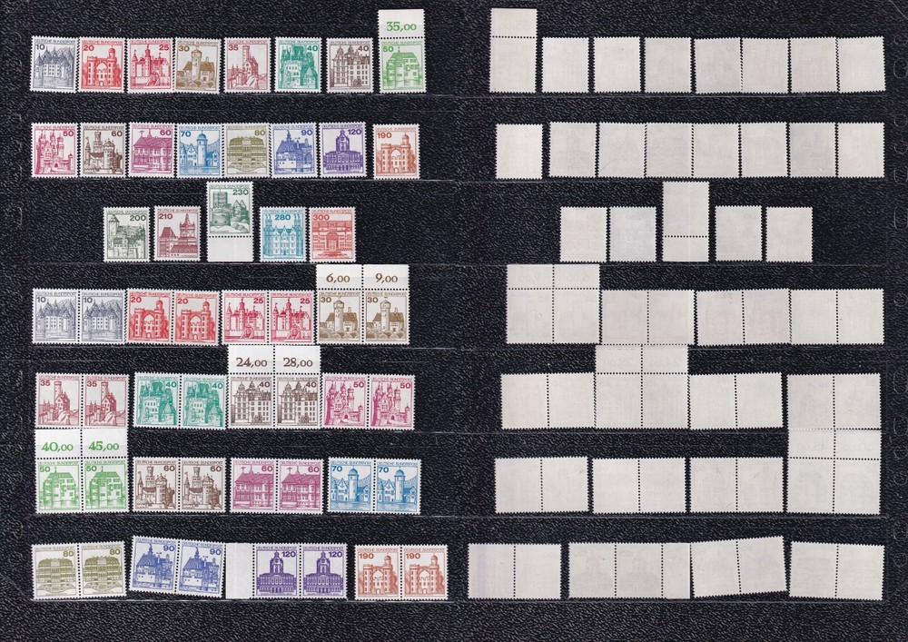 327 MNH GERMANY CASTLES SCOTT# 1231 /1315 10pf-300pf SEE ALL SCANS 923