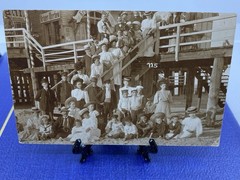 1903 Germany Pier/Beach scene Postcard RPPC to Berlin, Faces of the past.
