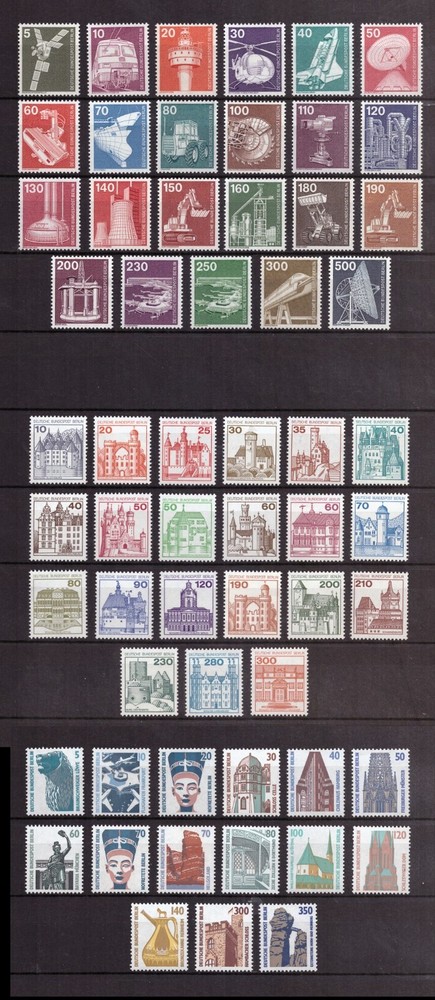USA0027) Berlin INDUSTRIE/CASTLES/HISTORIC SITES AND OBJEKTS complete MNH