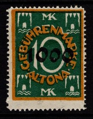 Germany Altona 1920s Local Revenue 1K Mark on 10m MH / H Rem – S56097