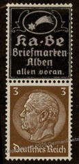 Germany Hindenburg Kabe Tag der Briefmarke Advertising Se-Tenant ZSD 88472