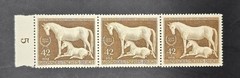 ​Germany 1944 Braunes Band Horse Race MNH Strip of 3 Left Sheet Margin Num 5 Mi