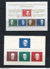 Germany 1959/68 2 Sheets Mi Blocks 2 4 MNH Music Beethoven/Politicians 16705