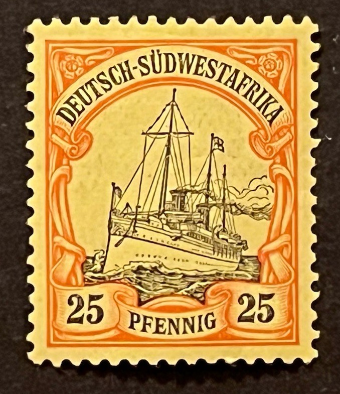 Travelstamps: GERMANY SOUTH WEST AFRICA STAMPS 25pf Kaiser’s Yacht MOGH UnWMK