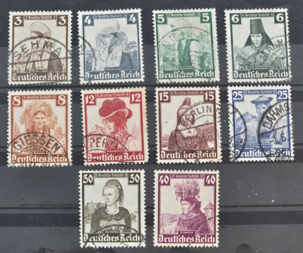 WWII Nazi German Third Reich NSDAP Folk Dress Complete Stamp set