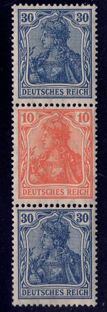 Germany -1921 Zd-MiNr. S18, 30pf+10pf+30pf Germania se-tenant strip of 3, MNH
