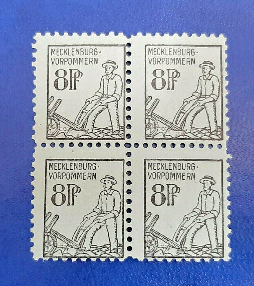 Germany Stamps Allied Occupation 4x 8 Pfennig 1945 Block SBZ Mi. Nr. 14 (19768)