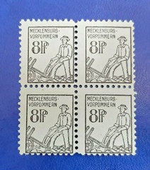 Germany Stamps Allied Occupation 4x 8 Pfennig 1945 Block SBZ Mi. Nr. 14 (19768)