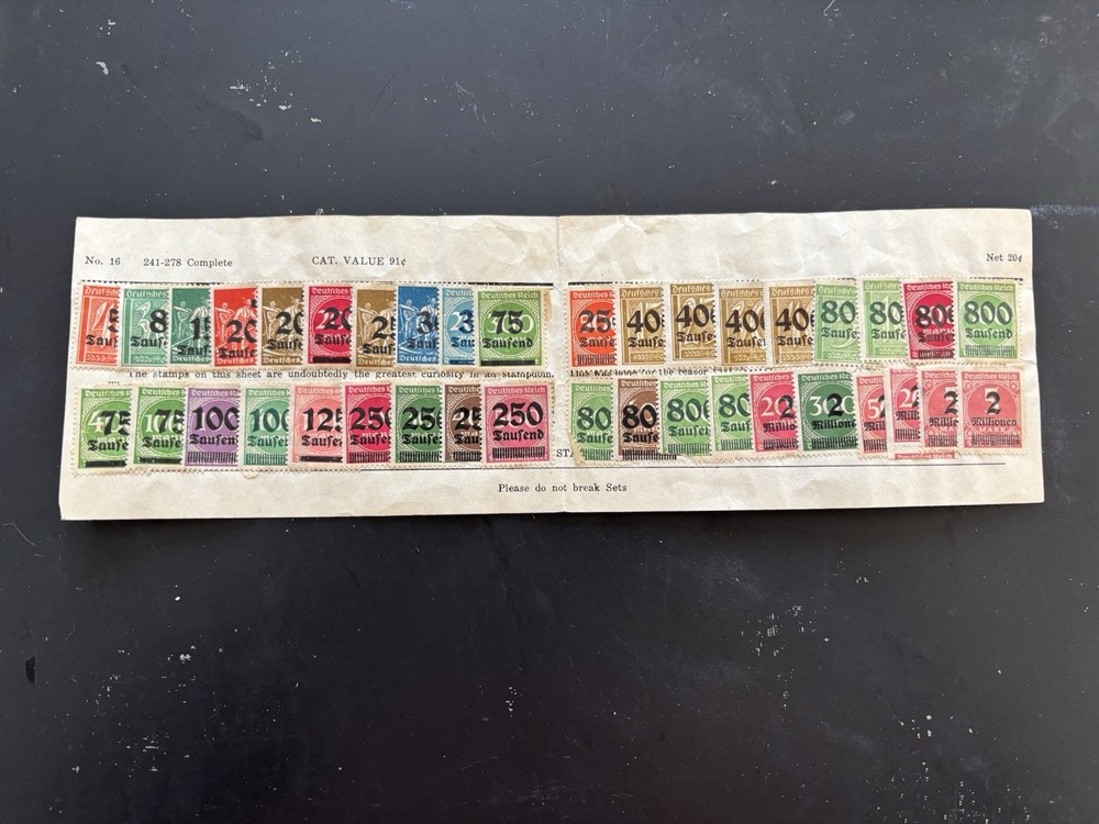 38 Germany Hyperinflation Stamps Issued In 1923