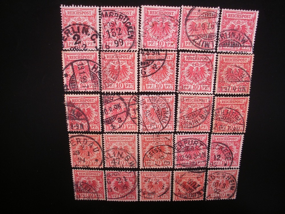 Germany 1889-1900 REICHSPOST- 10 PF, 40 Stamps Used