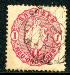 Germany States 1863 Saxony 1 ngr R0se Scott #17 VFU K952