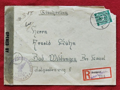 1946 German Registered Cover Post WW2 US Military Censored w Feldpost Label