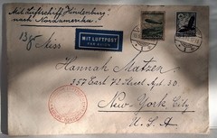 1936 1936 Graf Zeppelin Hindenburg Germany to New York Airmail Cover Nazi Era…