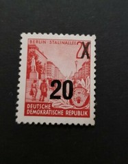 East Germany Stamp rare CARMINE RED „E over T „Litho 1954 issued in error
