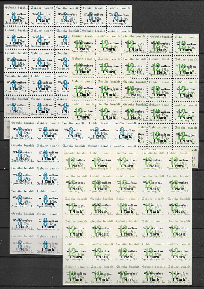 Spremberg stamps 1946 MI 21-22A+B Sheetparts of 30 stamps UNG VF