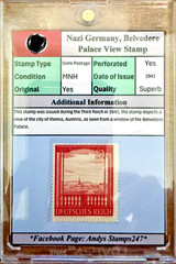 Nazi Germany, Third Reich, Belvedere Palace View Stamp, 1941