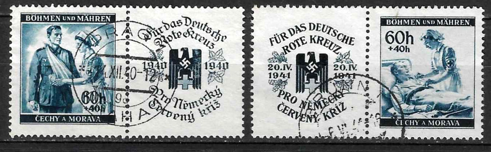 Bohemia and Moravia Stamp 1941 SC# B1-B3 ‚ Surtax Aided German Red Cross ‚ SP