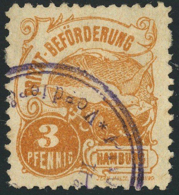 Hamburg Private Local Post Shipping Label Letter Delivery 3pf Postage Germany