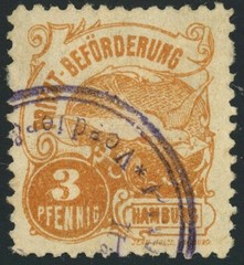 Hamburg Private Local Post Shipping Label Letter Delivery 3pf Postage Germany