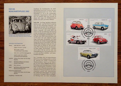 Deutsche Post Commemorative Sheet Set No. 2289-2293 44/2002 Oldtimer Cars