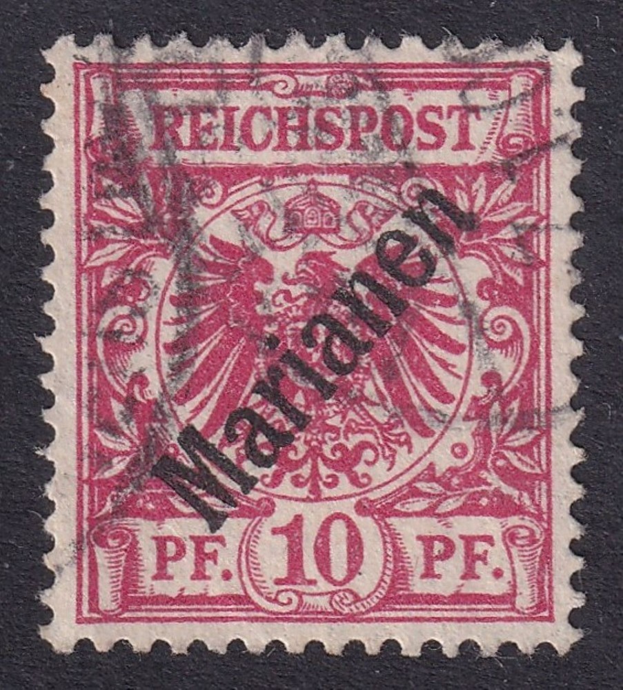 MARIANA ISLANDS 1899-1900 First Overprint 10pf Carmine SG 3 Used (CV £300)