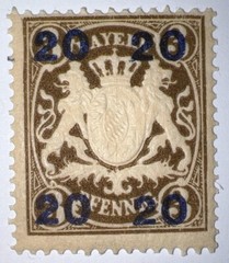 Travelstamps: 1920 Germany Bayern Overprint Stamp Scott#237, Mi 177 – Mint Og Nh