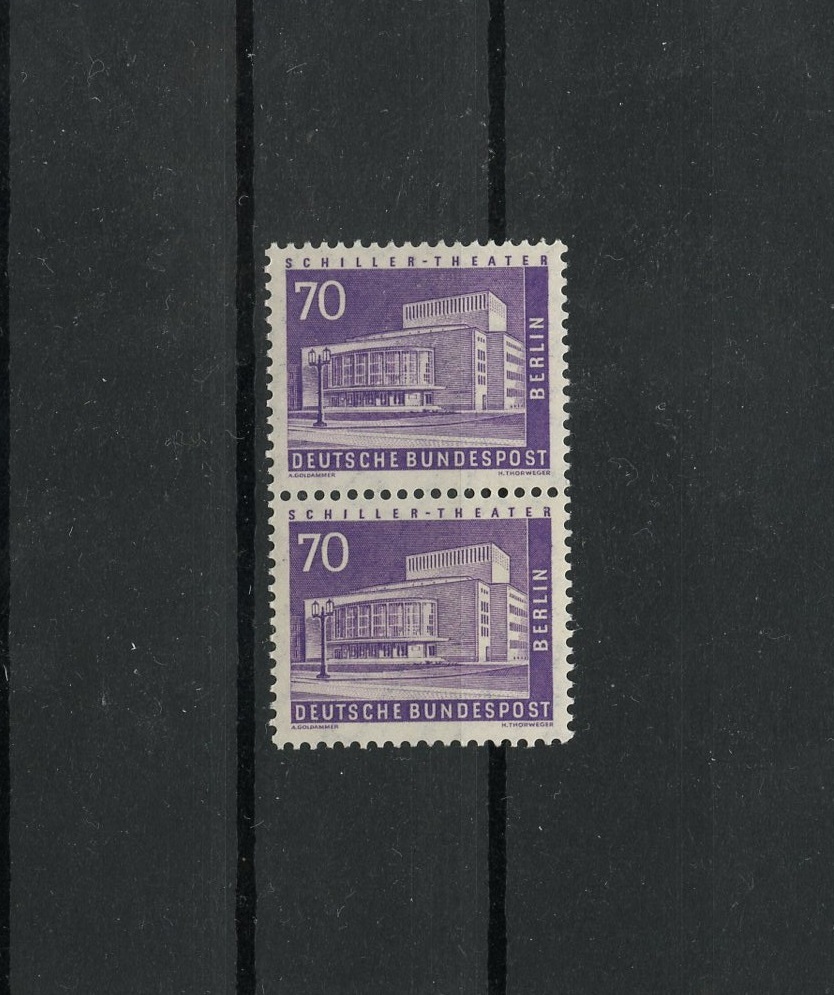 Germany Berlin 1956 Michel 152 MNH Vertical Pair from Sheets exp. SCHLEGEL BPP