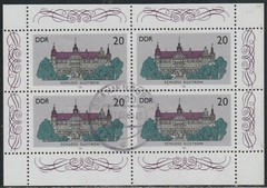 DDR 1986 SC# 2556a – Castle Gustrow – Miniature Sheet of four stamps – Used