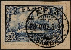 Germany Colonies 1908 Samoa Mi17 APIA Cancel Yacht Stamp 85461