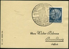 Germany Staufenkreis 1941 Historical Faust Site Postmark WWII Sonderstempel