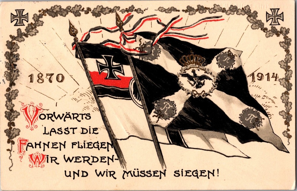 1914 Germany WWI patriotic Imperial Kriegsmarine Flag postcard Cover to Berlin