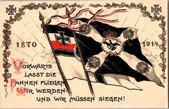 1914 Germany WWI patriotic Imperial Kriegsmarine Flag postcard Cover to Berlin