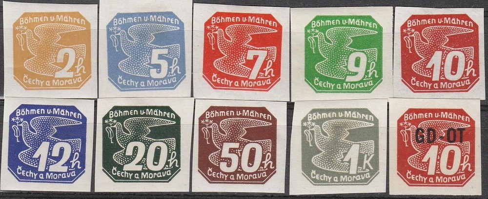 Stamp Germany Bohemia Czech Mi 042-51 Sc P1-10 1939 WWII Newspaper War Era MNH