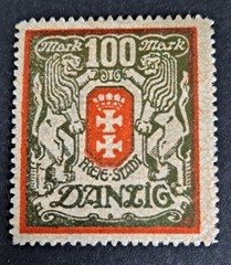 Germany Danzig 1922 50 Mark Gold 100 Mark Bronze Stamps