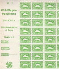Stamp Germany Revenue KDF – PAD of 10 Full Sheets WWII 3rd Reich Volkswagen MNH