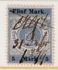 Germany Early 5 Mark Revenue Stamp Used – S32039