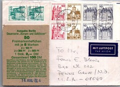 GERMANY 1977 POSTAL AIRMAIL COVER MULT FRANK BOOKLET STAMPS ADDR USA & POSTMARK